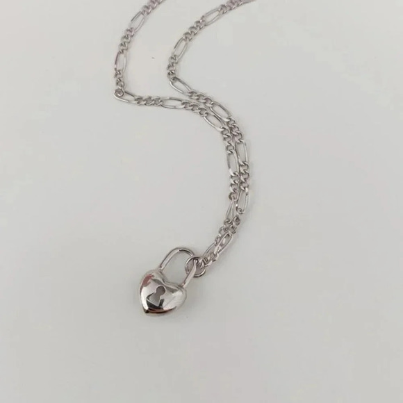 925 Sterling Silver Heart Lock Necklace Dainty Tiny Locket Chain Necklace - Picture 4 of 5